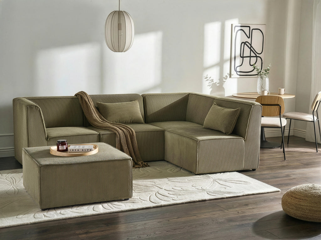  Ottoman LEMVIG Corduroy Dark Green