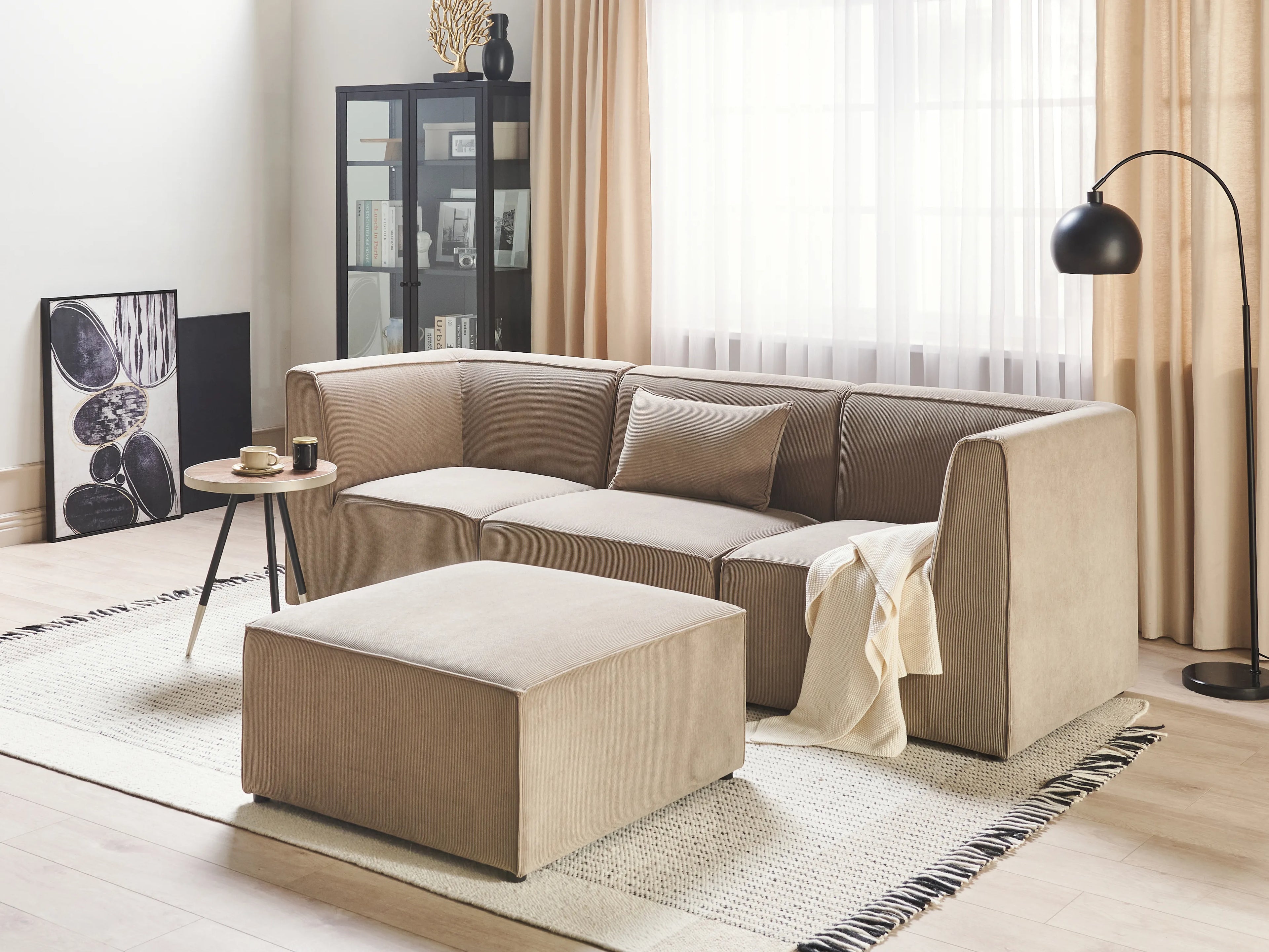  Ottoman LEMVIG Corduroy Taupe
