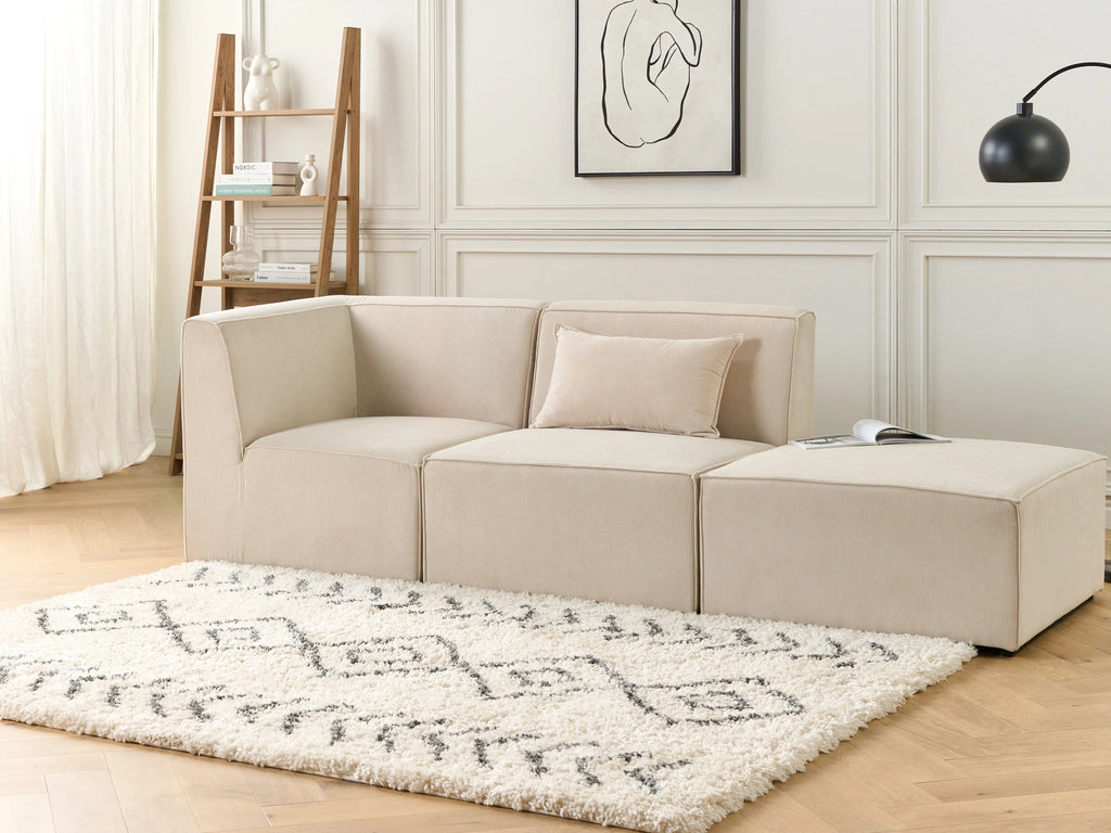  Ottoman LEMVIG Corduroy Light Beige