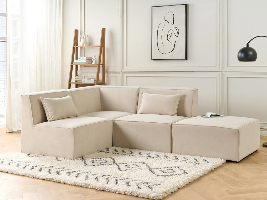  Ottoman LEMVIG Corduroy Light Beige
