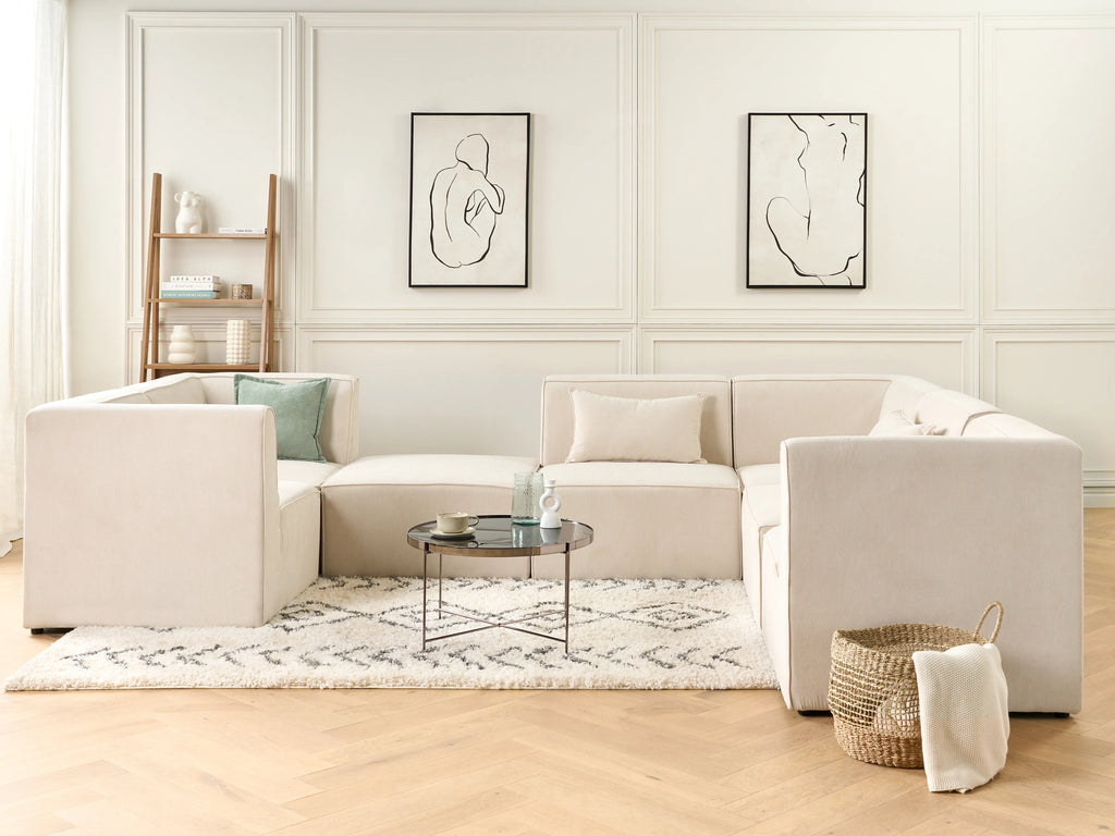  Ottoman LEMVIG Corduroy Light Beige