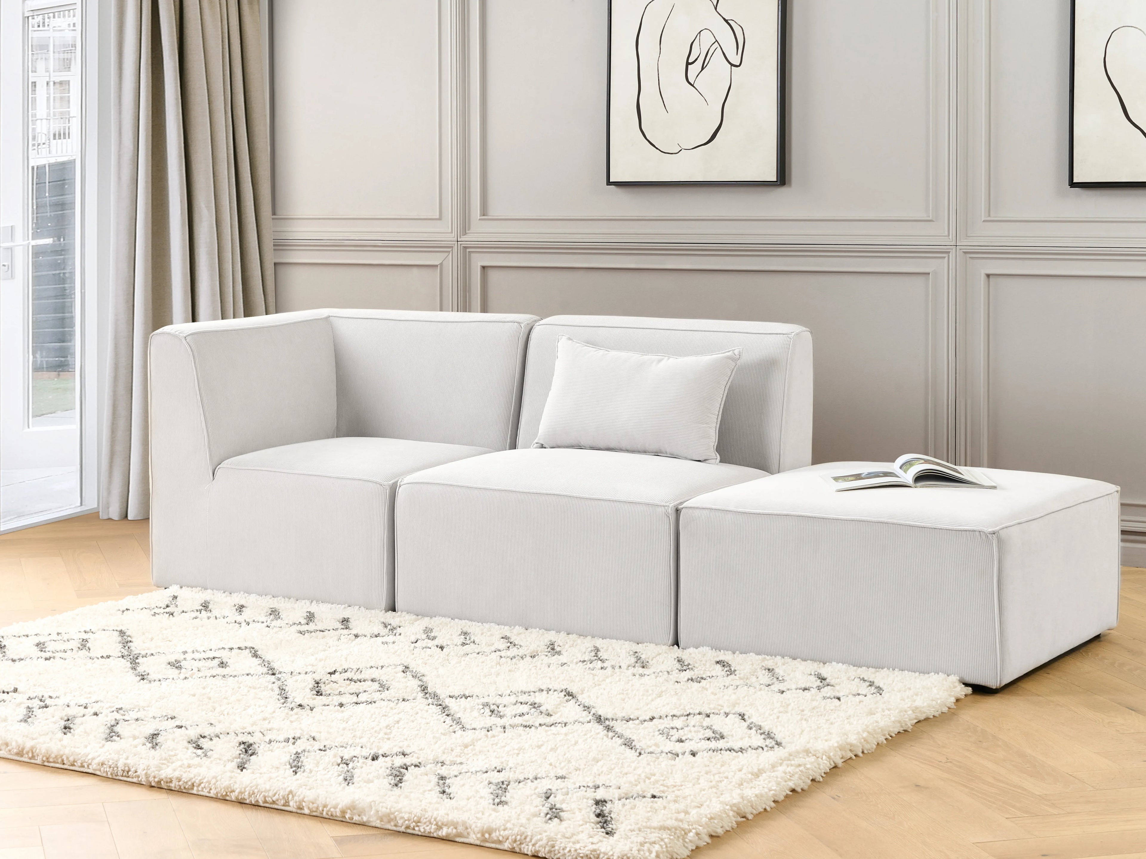  Ottoman LEMVIG Corduroy Off-White