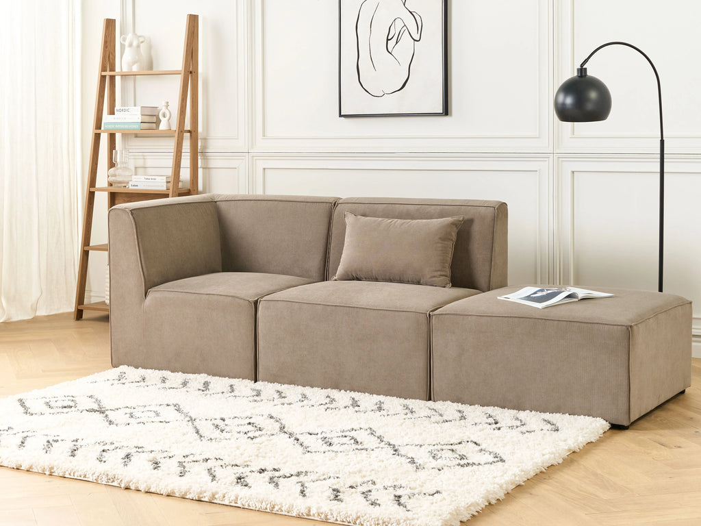  Ottoman LEMVIG Corduroy Taupe