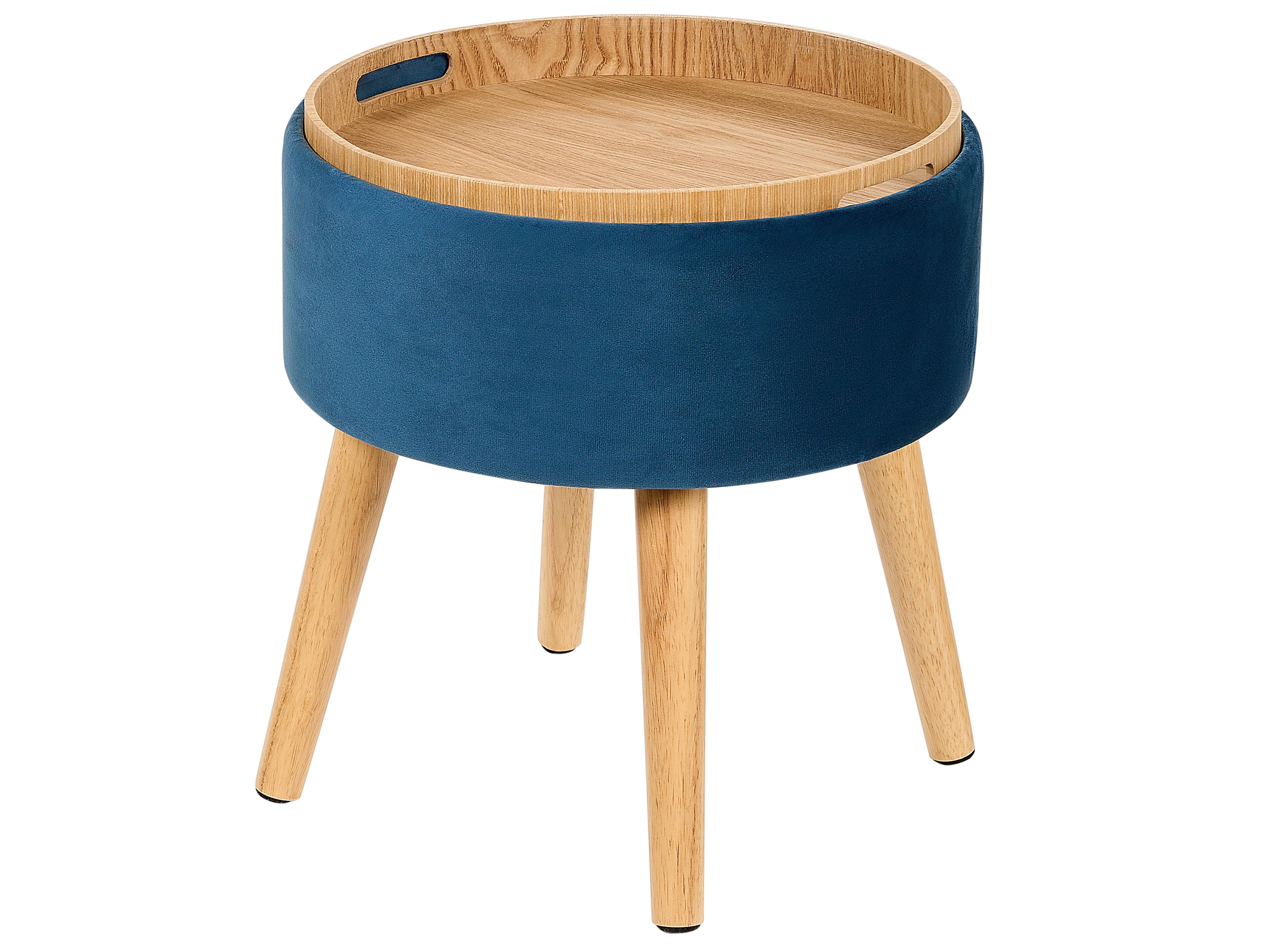 Storage Stool NEELY Velvet Navy Blue