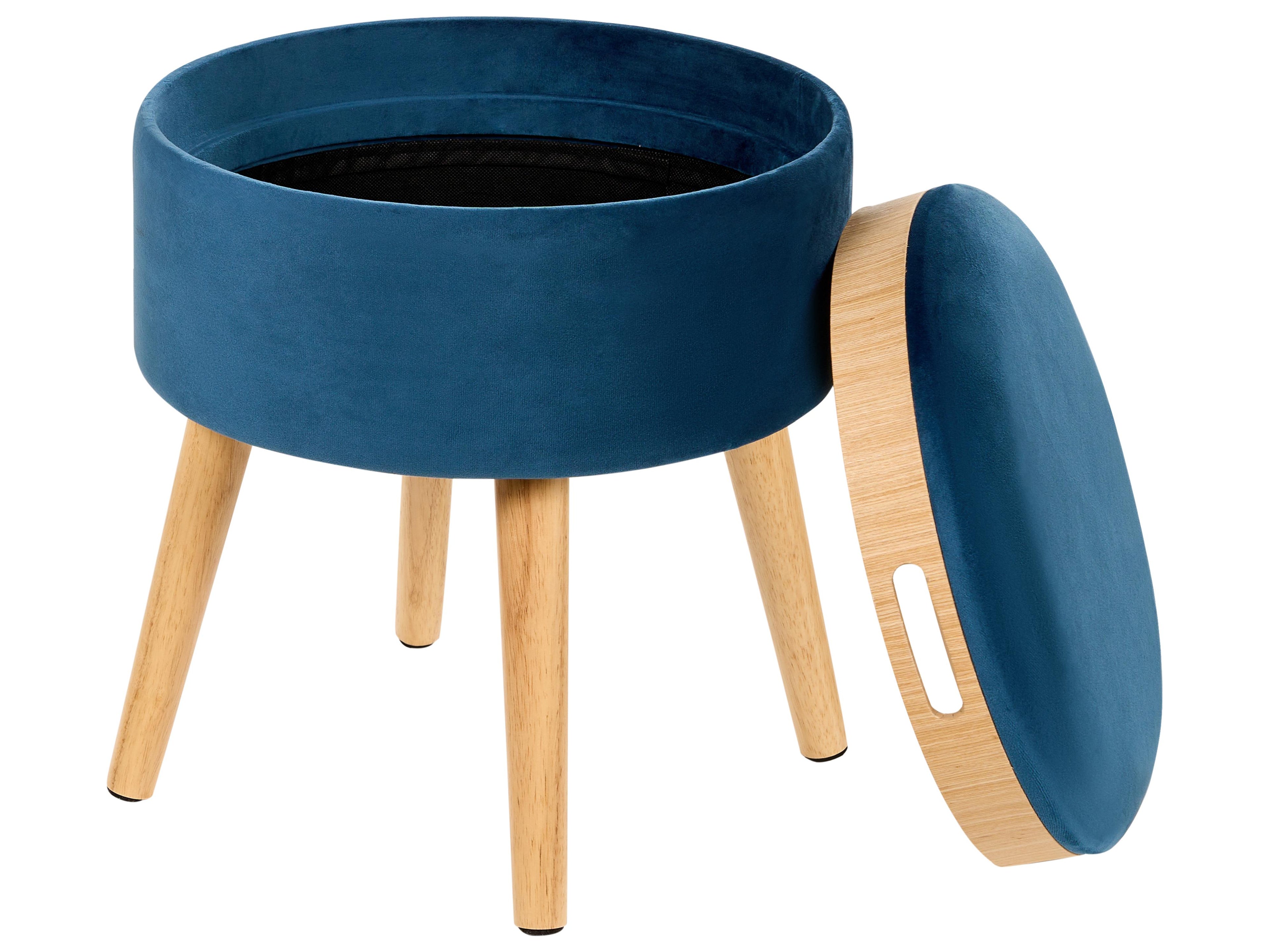  Storage Stool NEELY Velvet Navy Blue