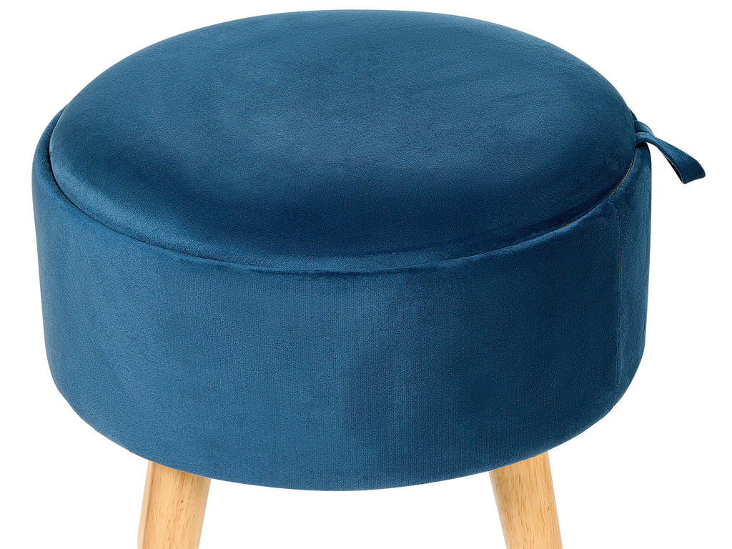  Storage Stool NEELY Velvet Navy Blue