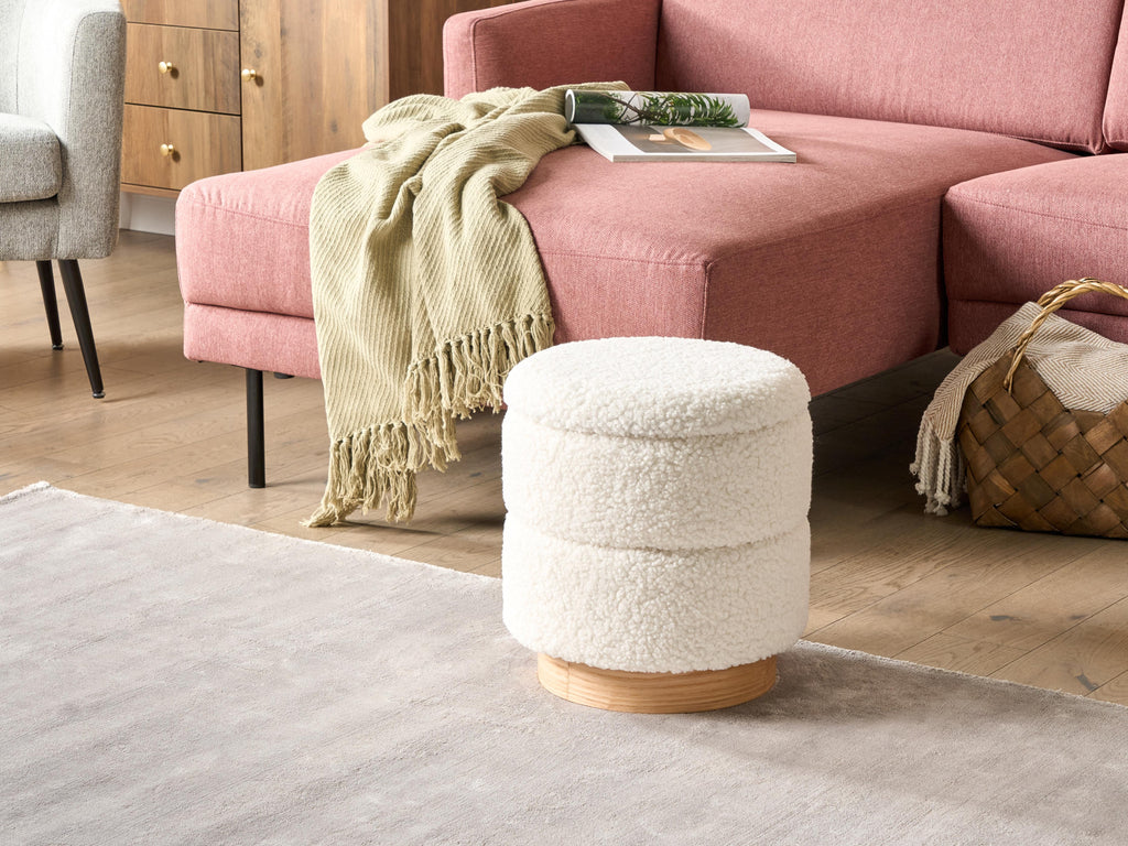  Storage Pouffe OGDEN Boucle White