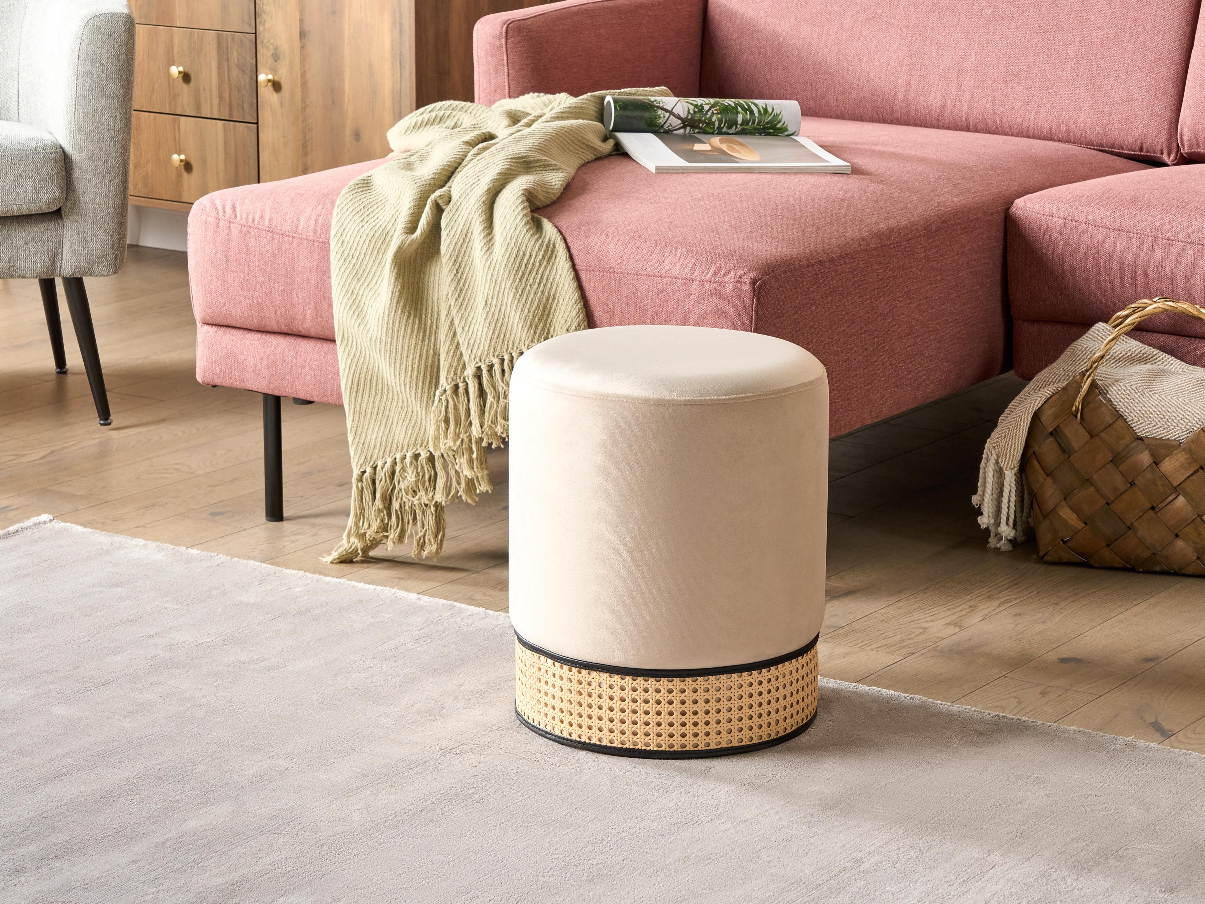  Pouffe YANKTON Velvet Light Beige