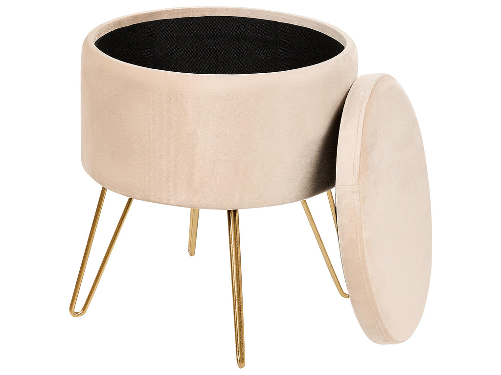  Storage Pouffe SILAS Velvet Light Beige