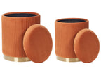  Set Of 2 Storage Pouffes MIRAMAR Velvet Orange
