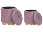  Set Of 2 Storage Pouffes PUEBLO Velvet Pink
