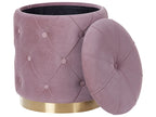  Set Of 2 Storage Pouffes PUEBLO Velvet Pink