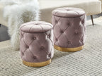  Set Of 2 Storage Pouffes PUEBLO Velvet Taupe