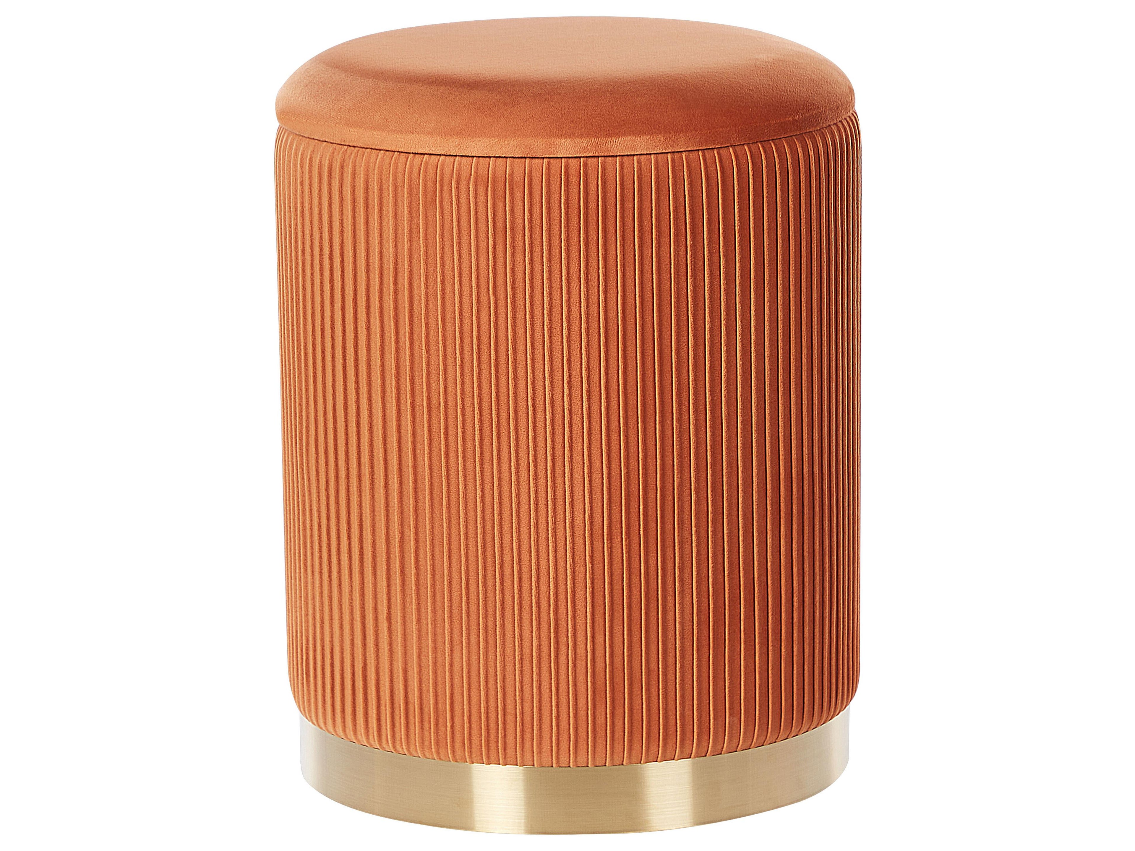  Set Of 2 Storage Pouffes MIRAMAR Velvet Orange