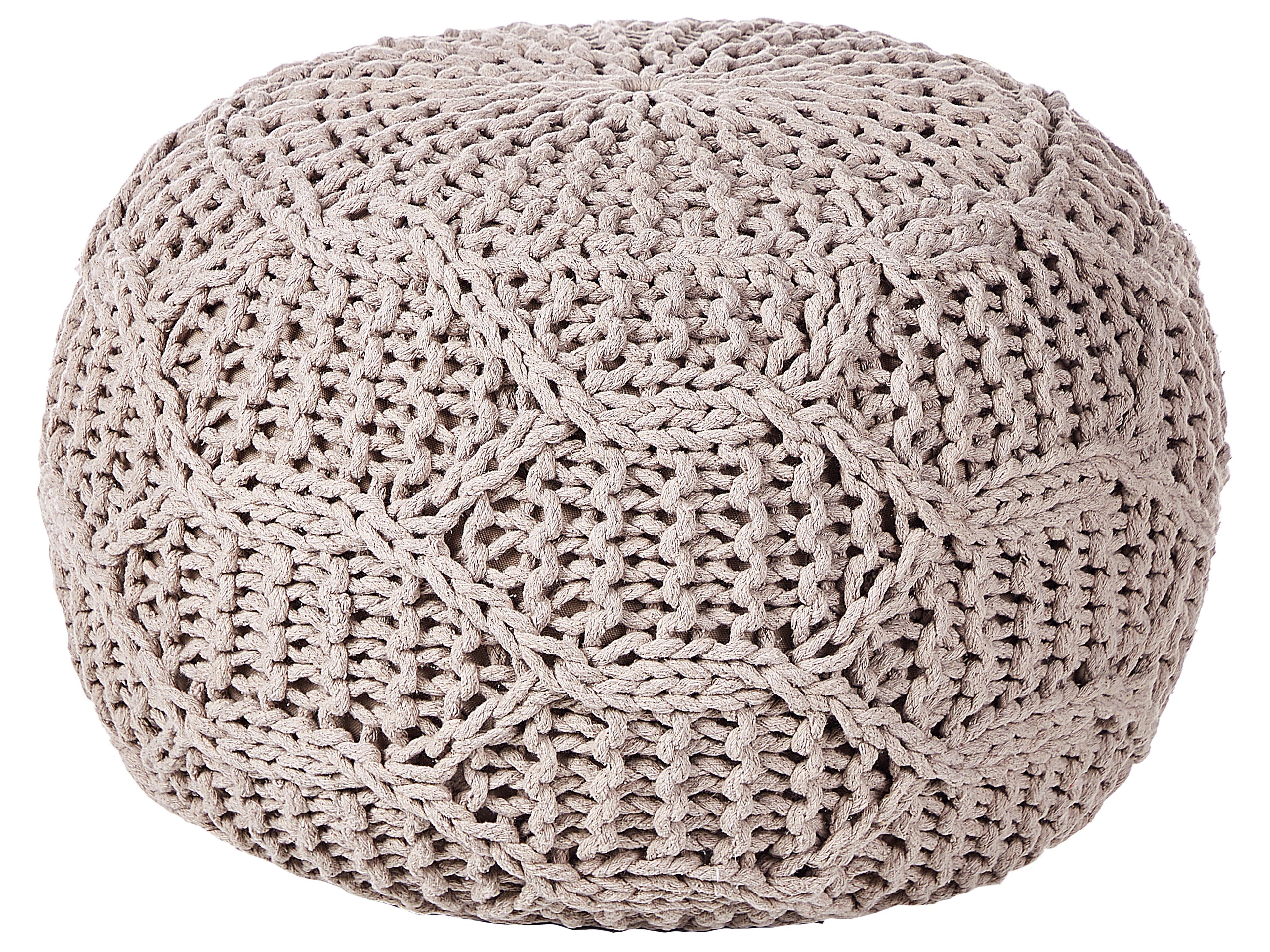  Pouffe Macramé TRIMAN Cotton Taupe