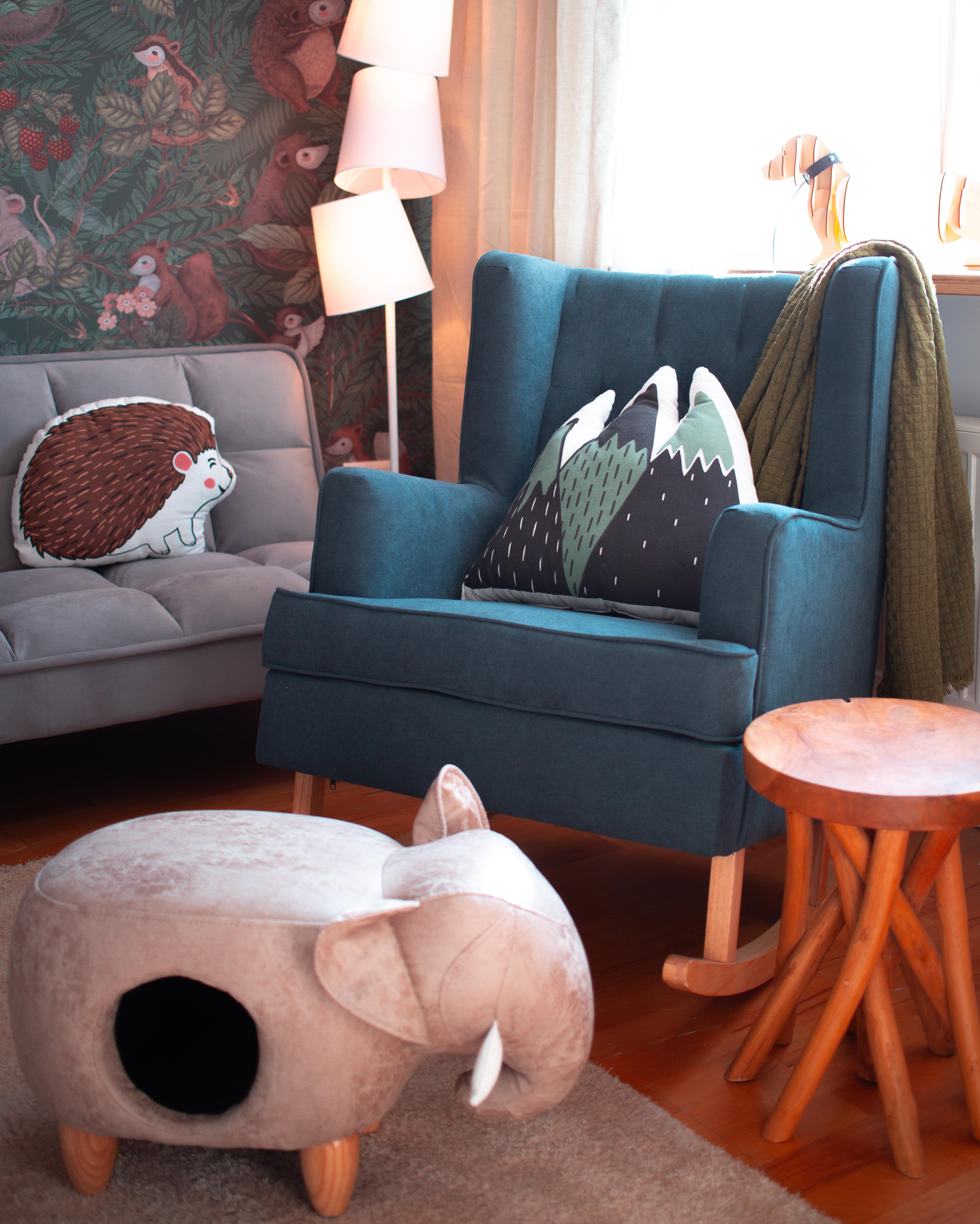  Storage Animal Stool JUMBO Faux Leather Grey Elephant