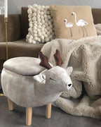  Storage Animal Stool REINDEER Fabric Beige Reindeer