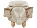  Storage Animal Stool ELEPHANT Faux Leather Taupe Elephant