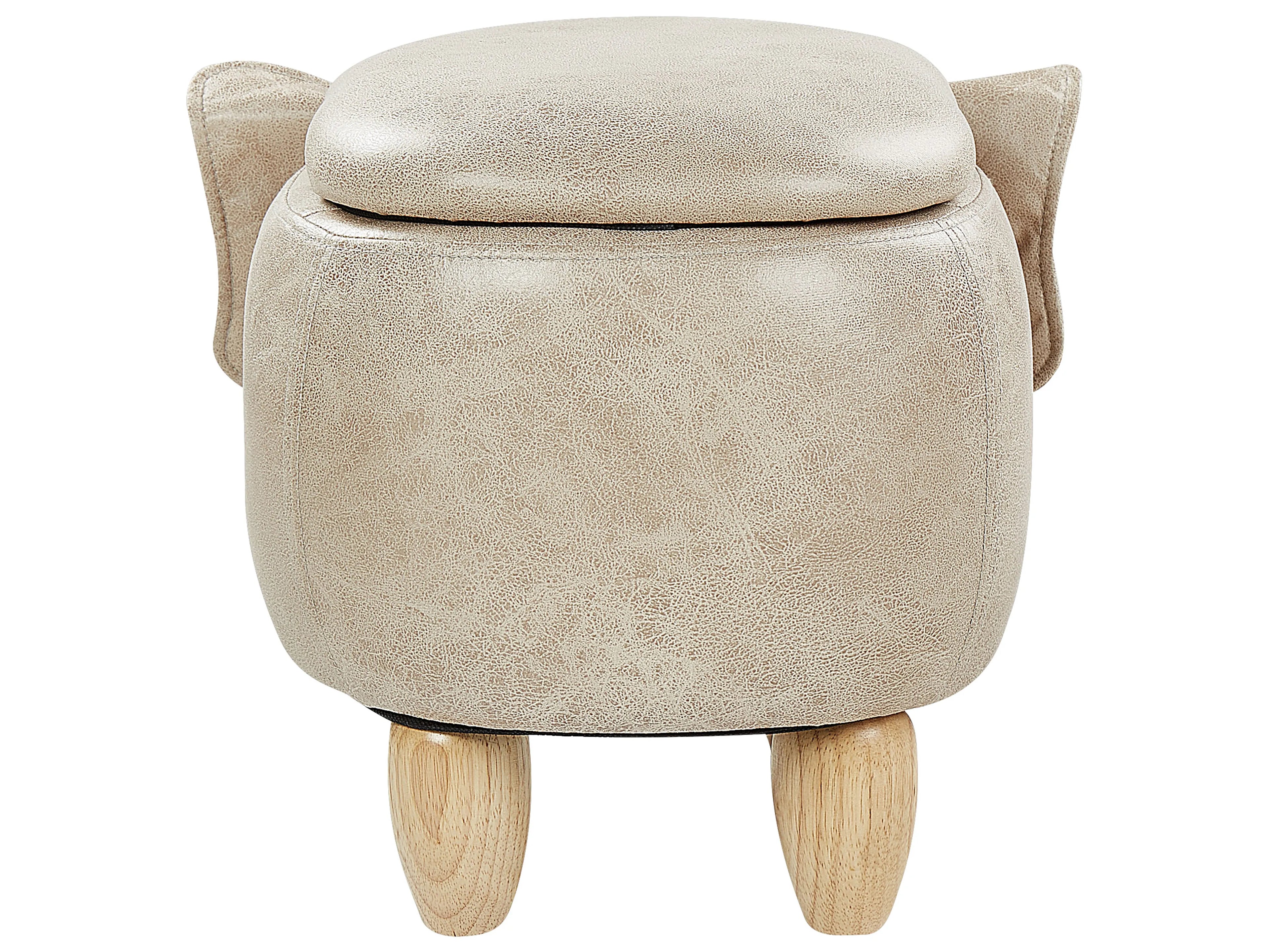  Storage Animal Stool ELEPHANT Faux Leather Taupe Elephant