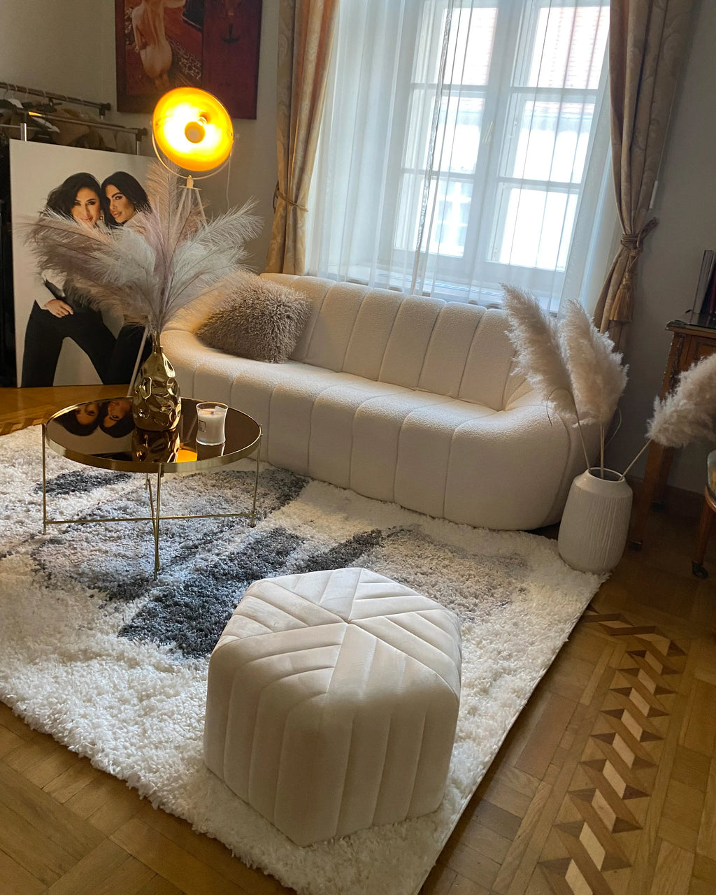  Pouffe MURIETTA Velvet Off-White