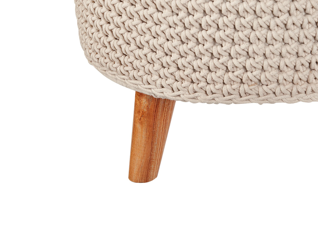  Footstool Macramé MARDAN Cotton Beige