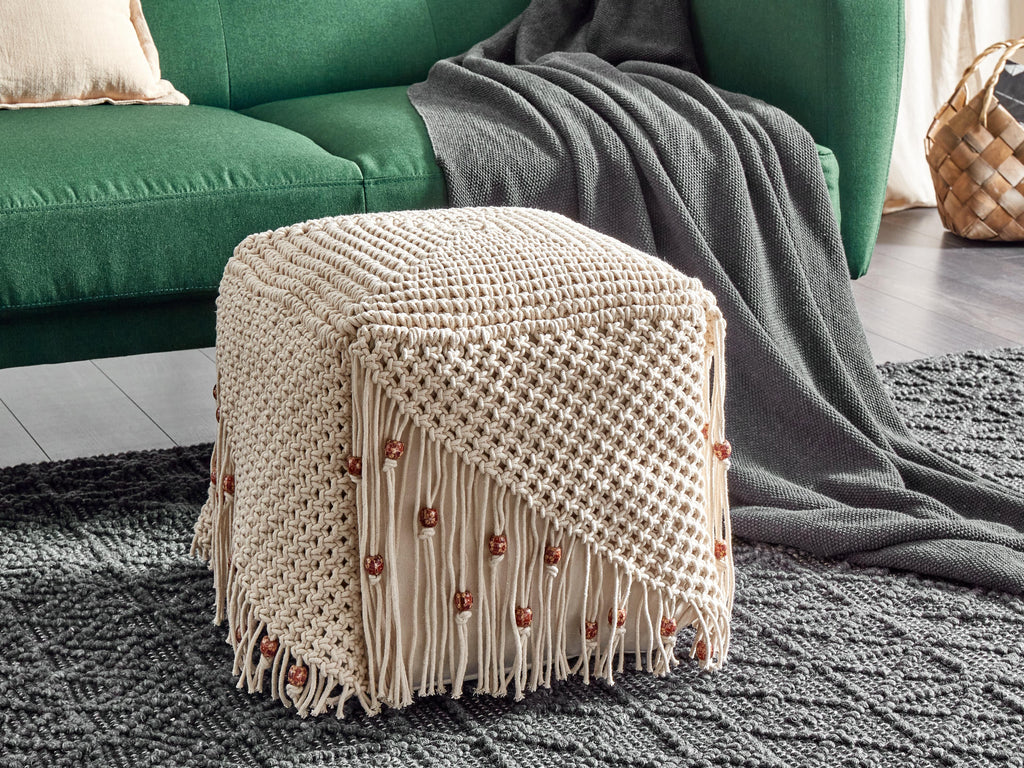  Pouffe Macramé DANDAI Cotton Beige