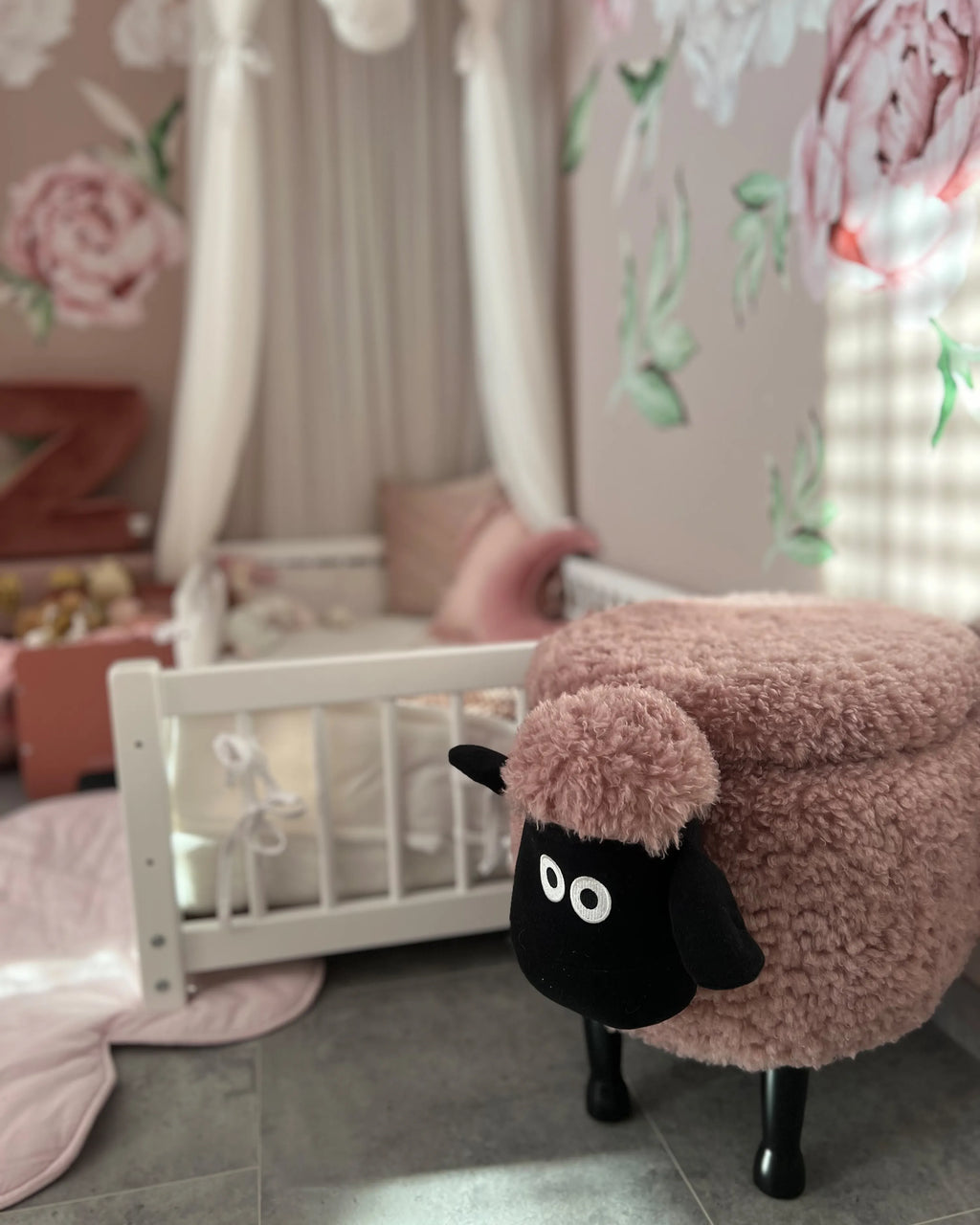  Storage Animal Stool SHEEP Fabric Pink Sheep