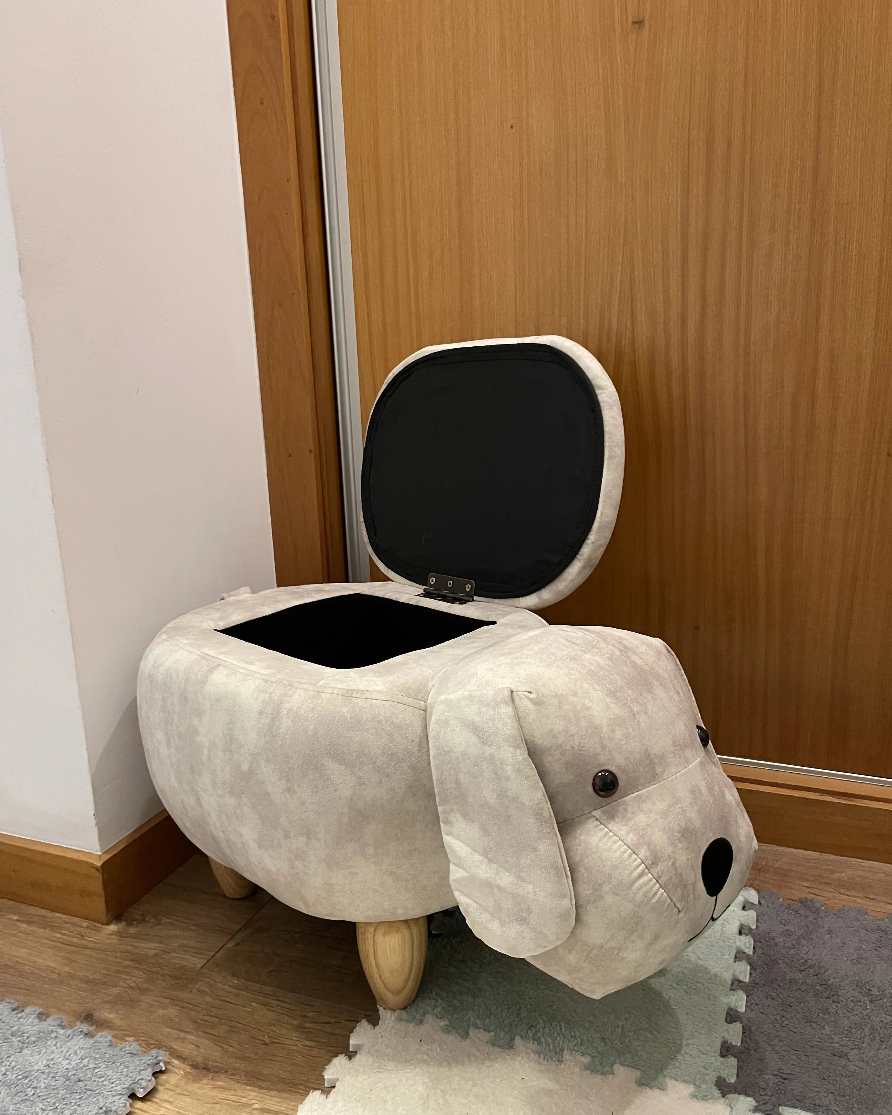  Storage Animal Stool DOGGY Velvet Beige Dog