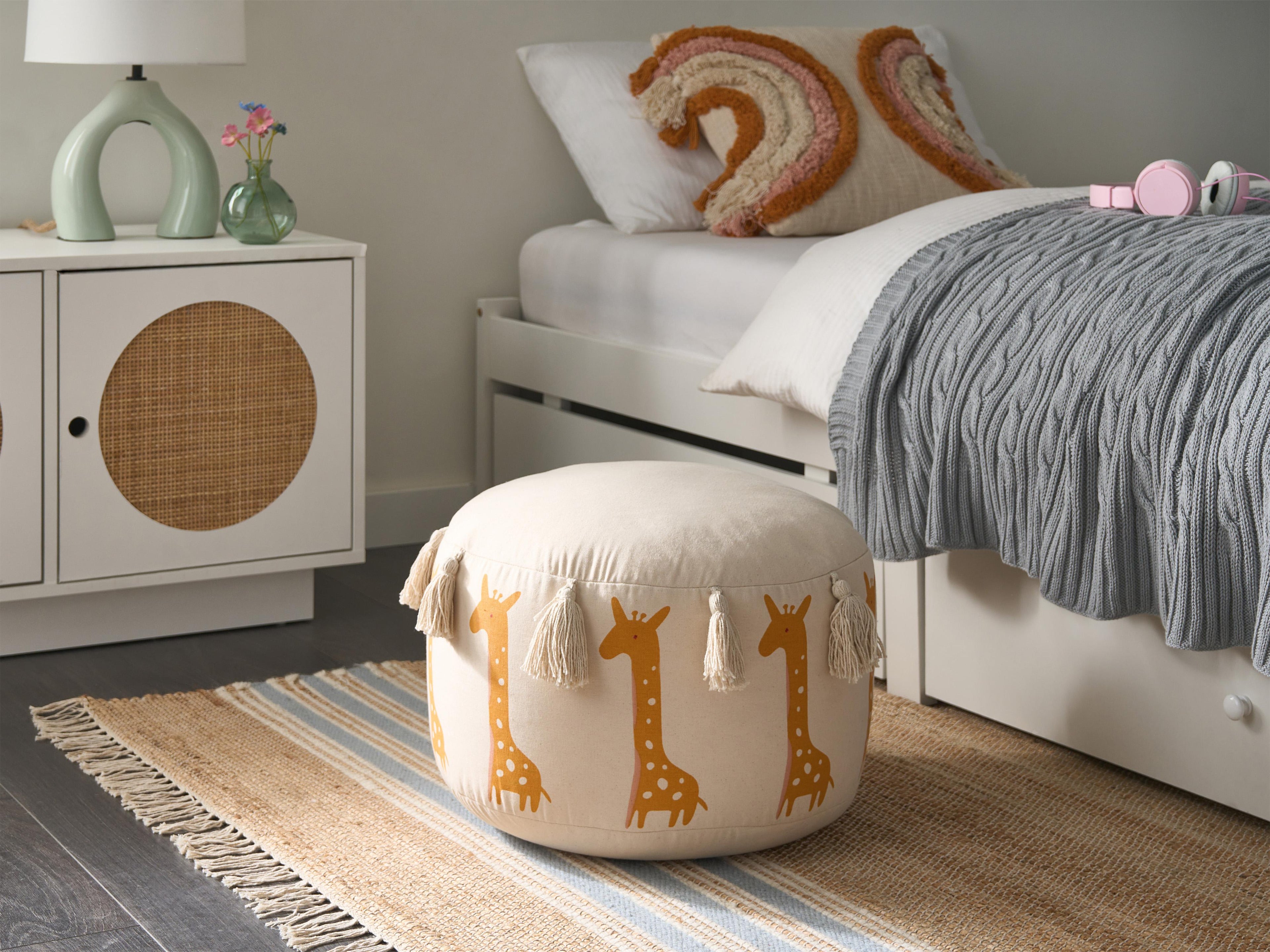  Kids Pouffe KARTEE Cotton Beige
