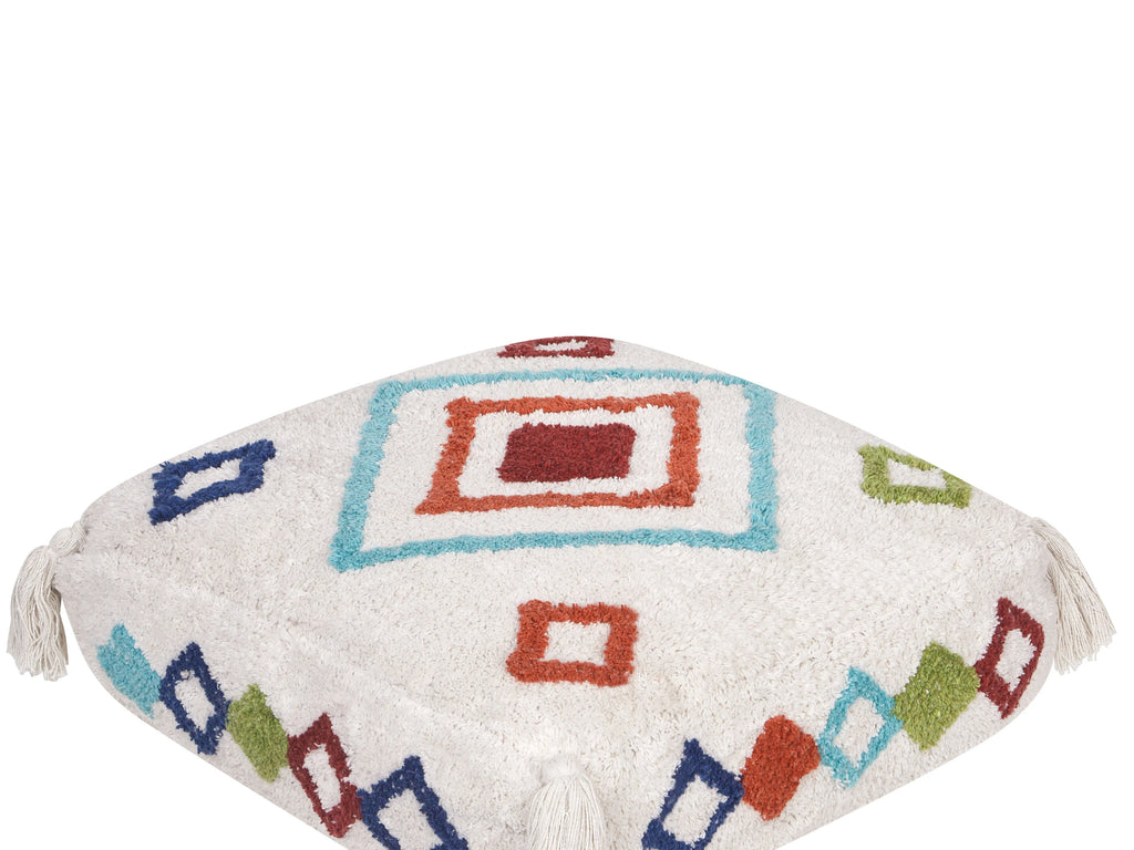  Pouffe Embroidery SEERANI Cotton White