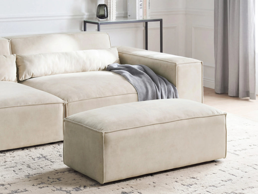  Ottoman HELLNAR Velvet Light Beige