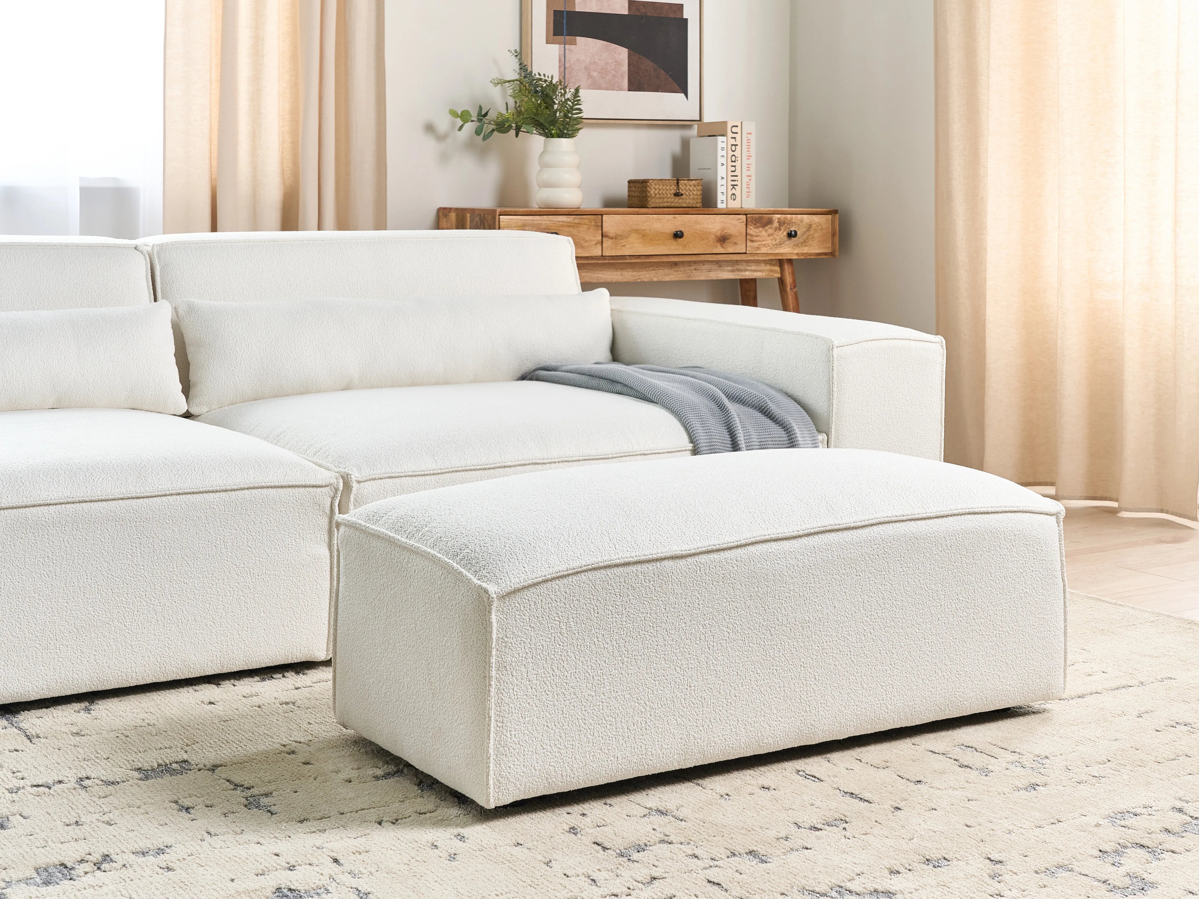  Ottoman HELLNAR Boucle Off-White