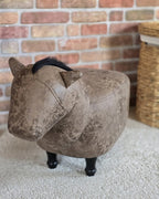  Animal Stool HORSE Faux Leather Light Brown Horse