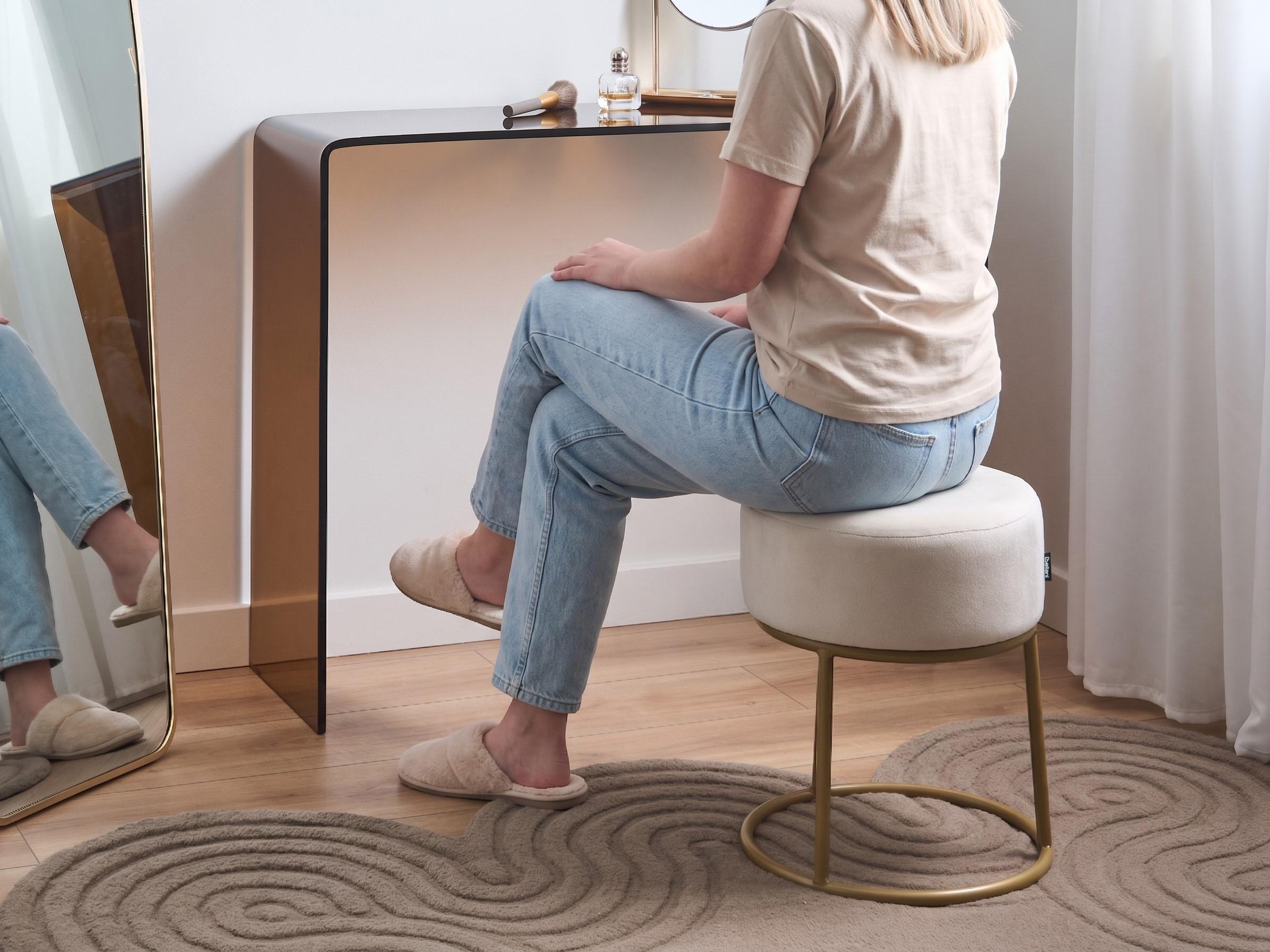  Footstool DELCO Velvet Light Beige