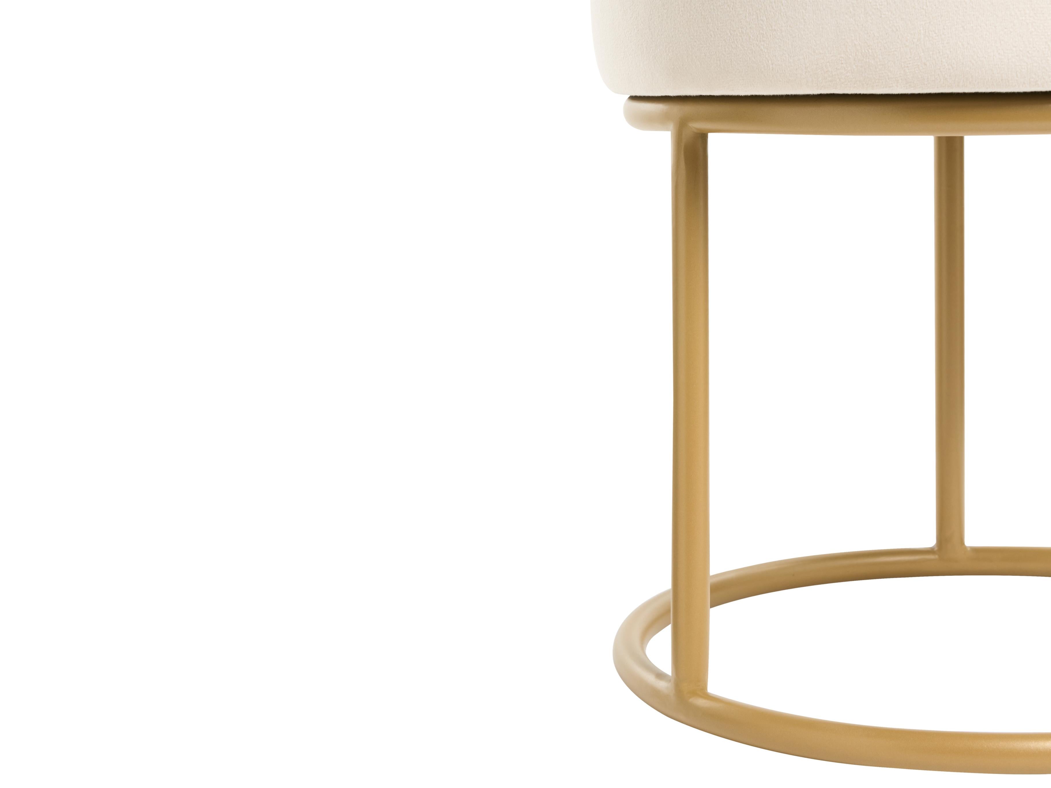  Footstool DELCO Velvet Light Beige
