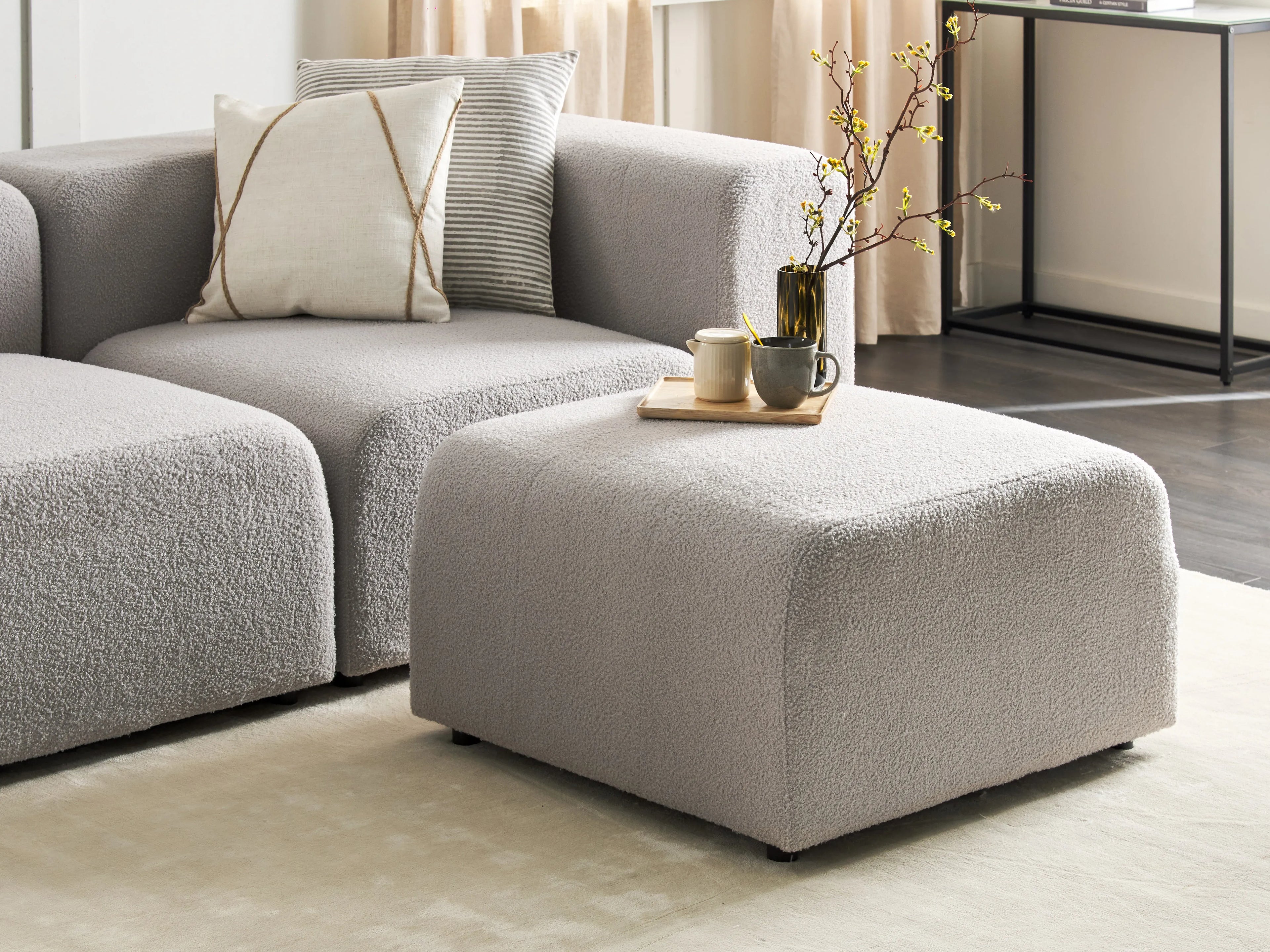  Ottoman FALSTERBO Boucle Light Grey