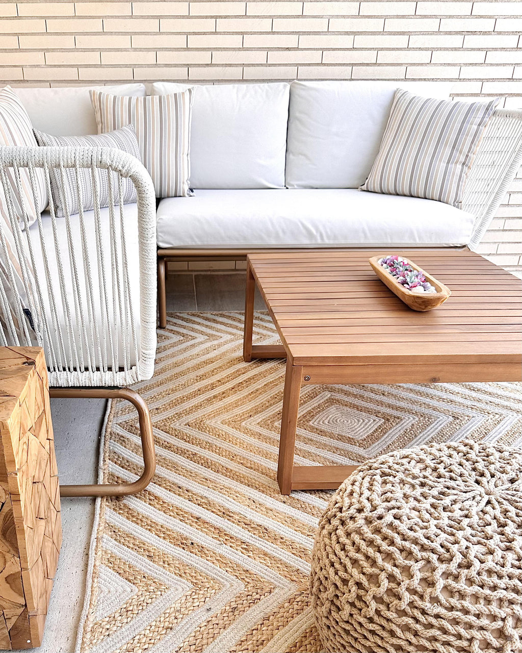  Pouffe PRIENE Cotton Beige