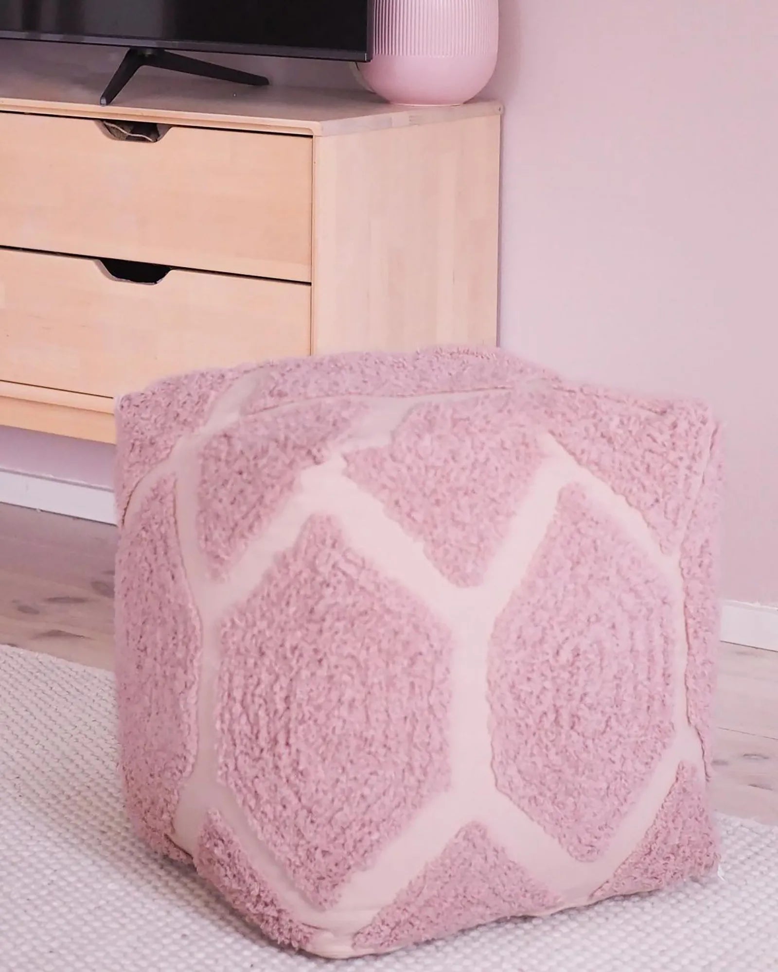  Pouffe ROJHAN Cotton Pastel Pink