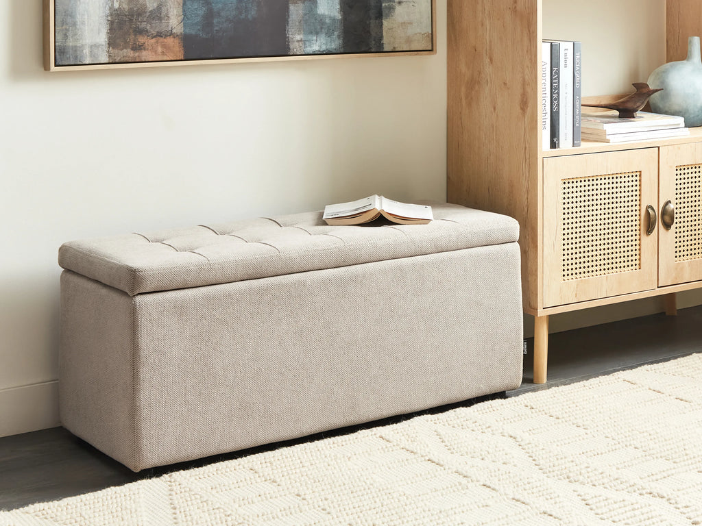  Storage Ottoman OREM Fabric Beige