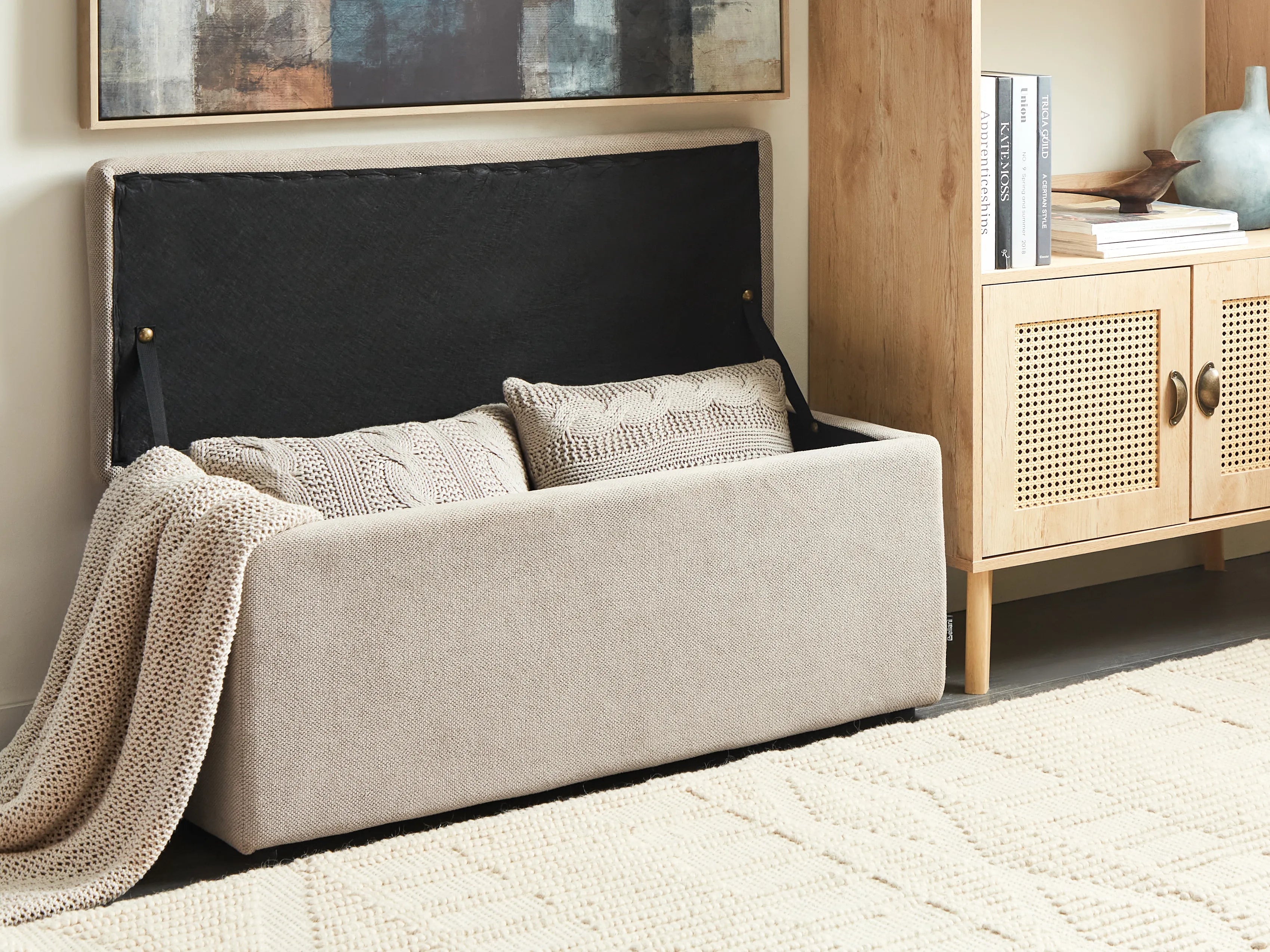  Storage Ottoman OREM Fabric Beige