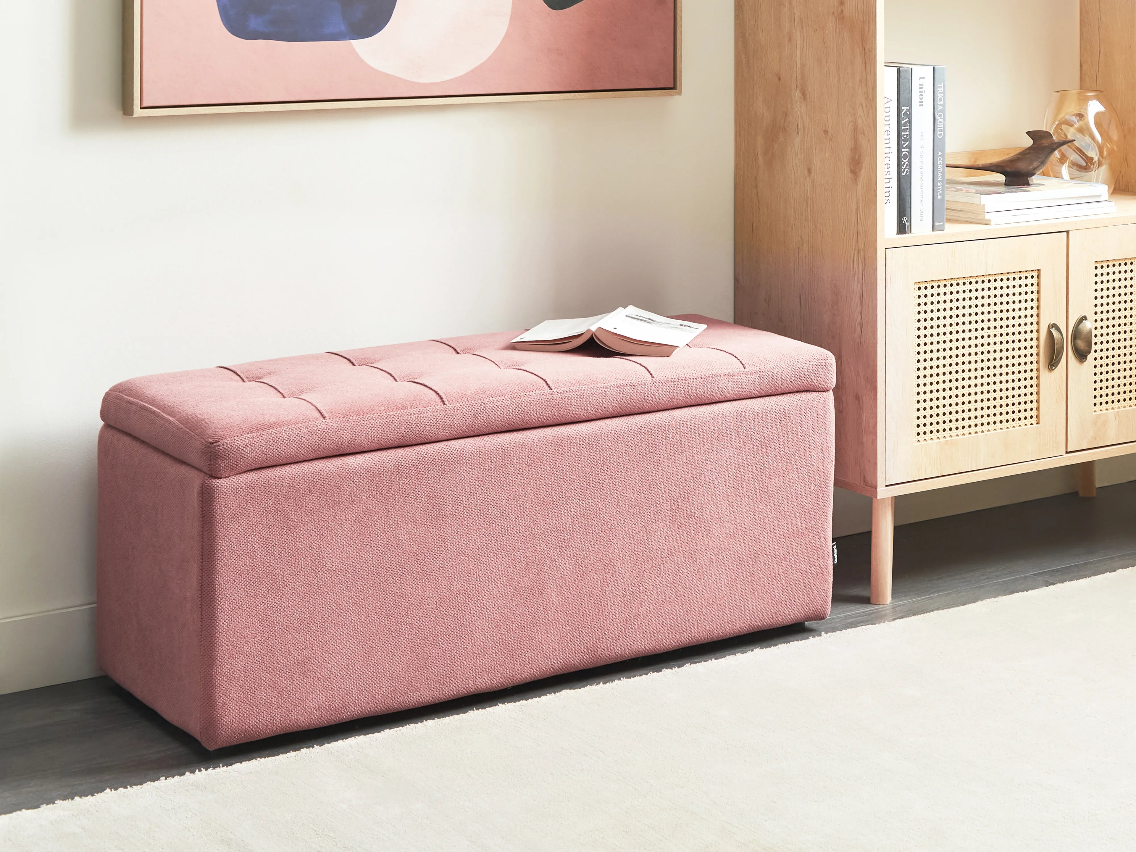  Storage Ottoman OREM Fabric Pink