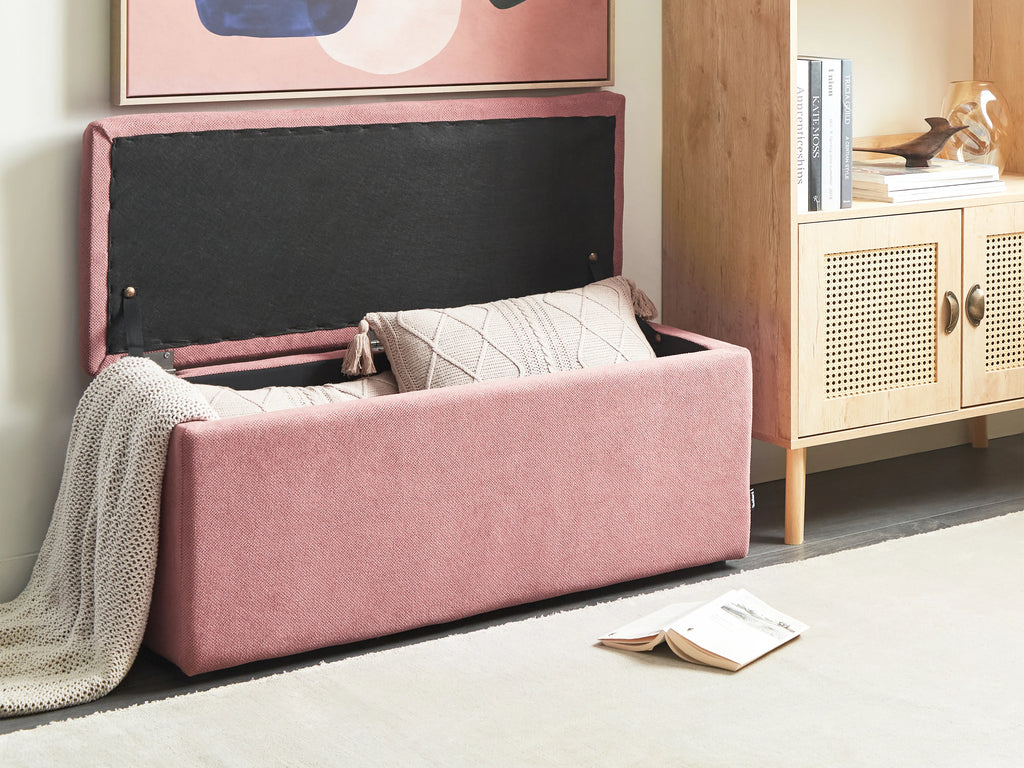  Storage Ottoman OREM Fabric Pink