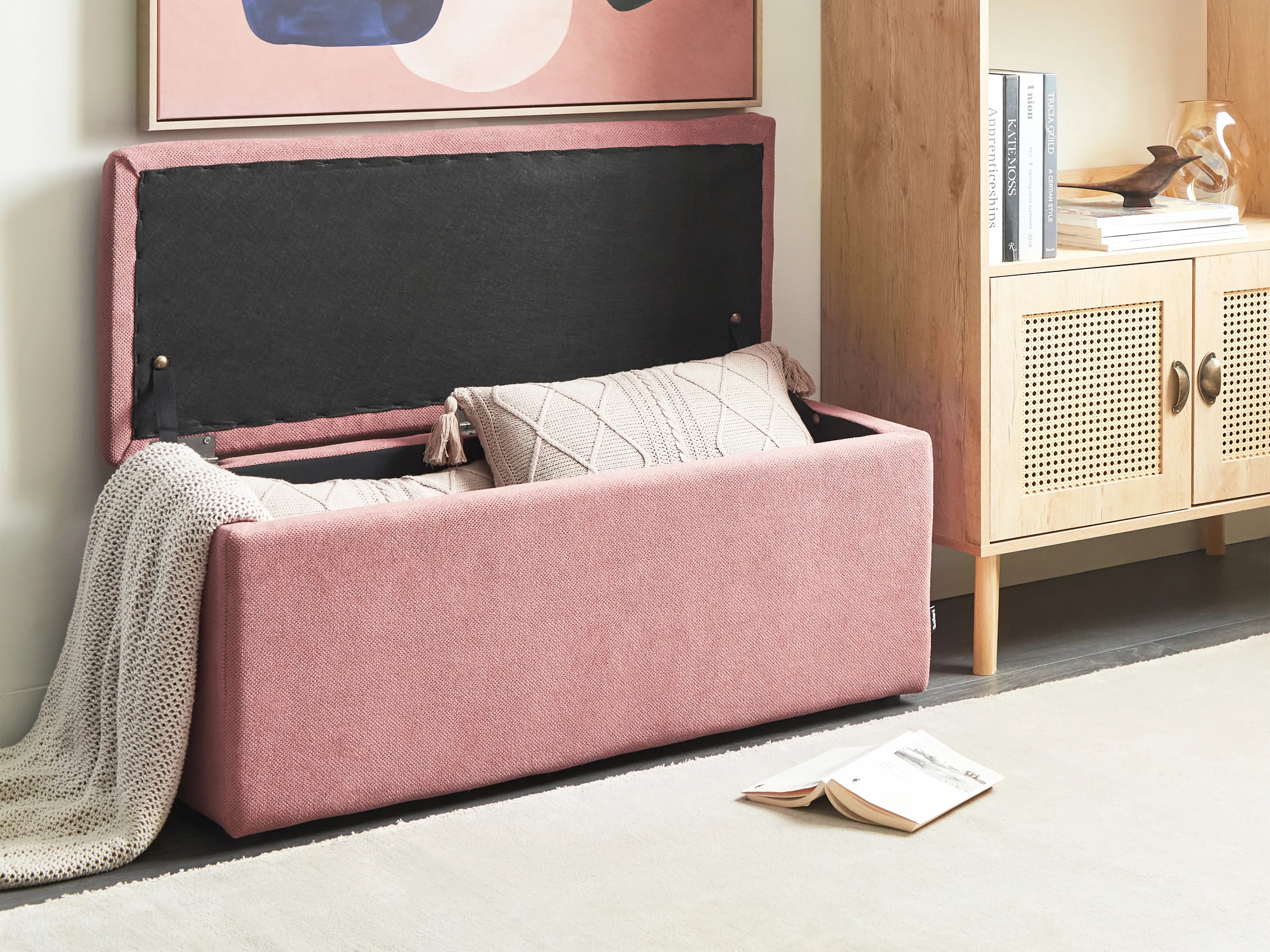  Storage Ottoman OREM Fabric Pink