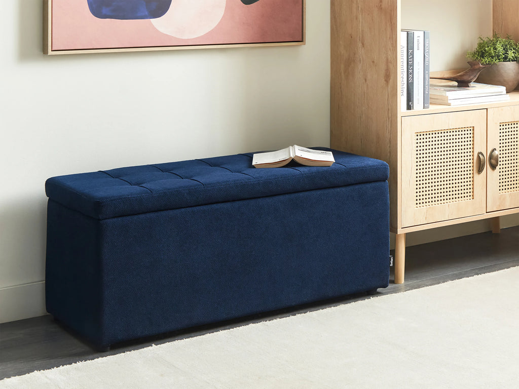  Storage Ottoman OREM Fabric Navy Blue