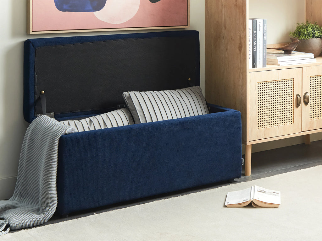  Storage Ottoman OREM Fabric Navy Blue