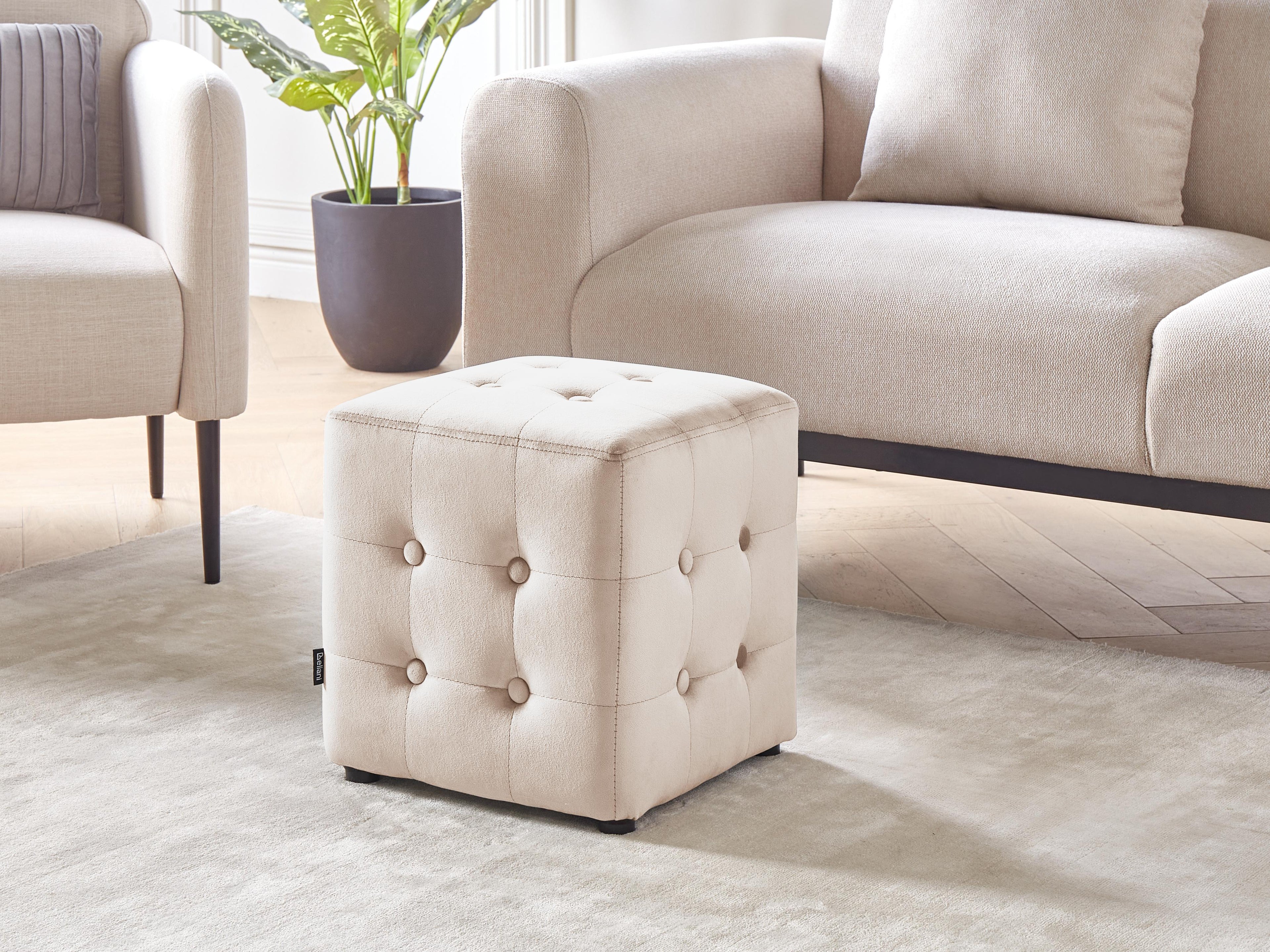  Pouffe WISCONSIN Velvet Light Beige