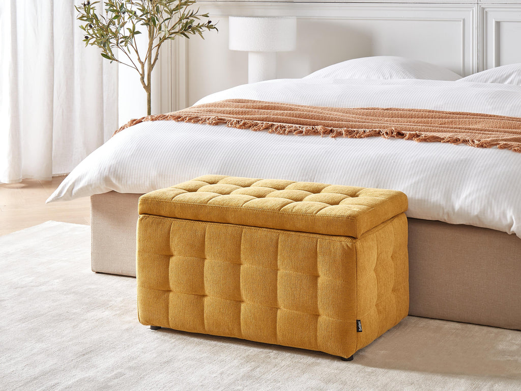  Storage Ottoman MICHIGAN Fabric Yellow