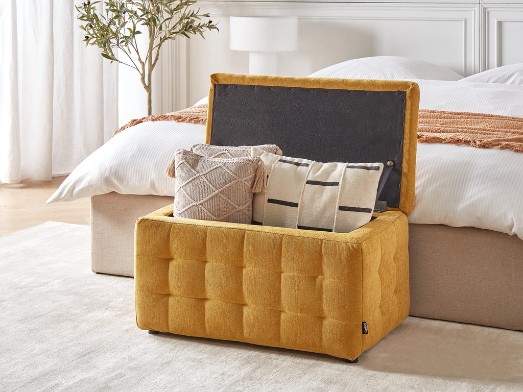  Storage Ottoman MICHIGAN Fabric Yellow