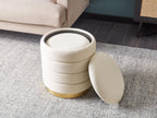  Set Of 2 Storage Pouffes GARLAND Velvet Light Beige