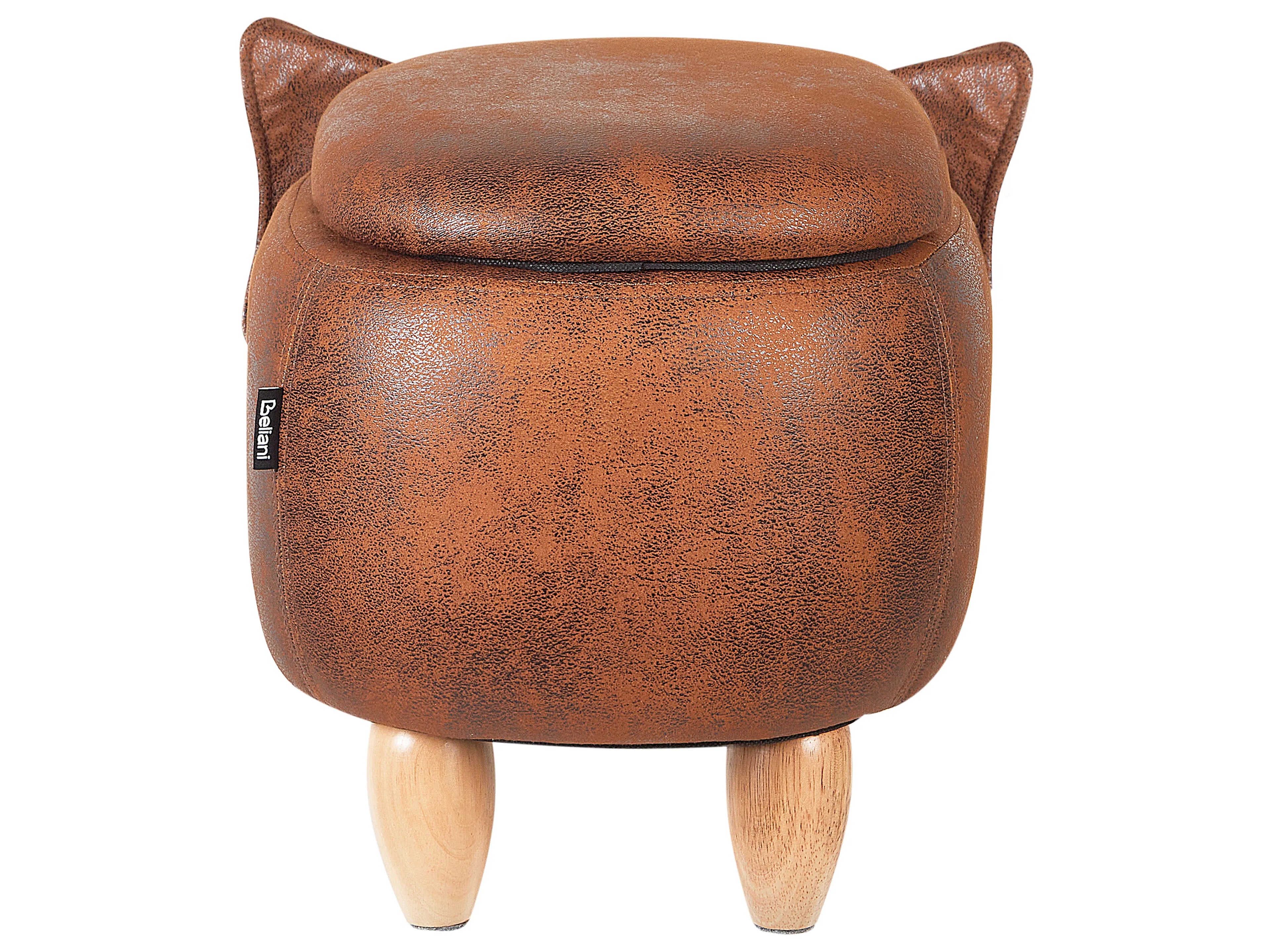  Storage Animal Stool ELEPHANT Faux Leather Dark Brown Elephant
